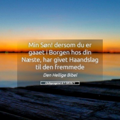 Picture 05 - Ordsprogene 6:1 DA1871 - Min Søn! dersom du er gaaet i Borgen hos din - Bible Verse Picture