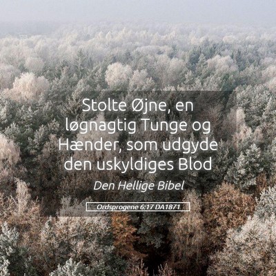 Picture 05 - Ordsprogene 6:17 DA1871 - Stolte Øjne, en løgnagtig Tunge og Hænder, som - Bible Verse Picture