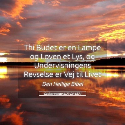 Picture 05 - Ordsprogene 6:23 DA1871 - Thi Budet er en Lampe og Loven et Lys, og - Bible Verse Picture