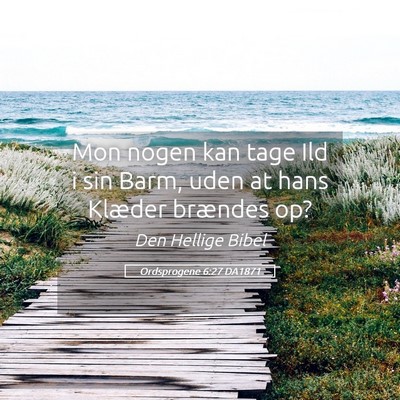 Picture 05 - Ordsprogene 6:27 DA1871 - Mon nogen kan tage Ild i sin Barm, uden at hans - Bible Verse Picture