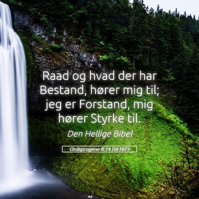 Picture 05 - Ordsprogene 8:14 DA1871 - Raad og hvad der har Bestand, hører mig til; jeg - Bible Verse Picture