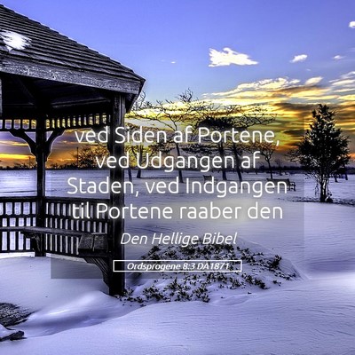 Picture 05 - Ordsprogene 8:3 DA1871 - ved Siden af Portene, ved Udgangen af Staden, ved - Bible Verse Picture