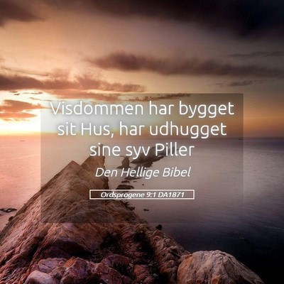 Picture 05 - Ordsprogene 9:1 DA1871 - Visdommen har bygget sit Hus, har udhugget sine - Bible Verse Picture