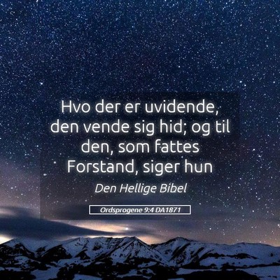 Picture 05 - Ordsprogene 9:4 DA1871 - Hvo der er uvidende, den vende sig hid; og til - Bible Verse Picture