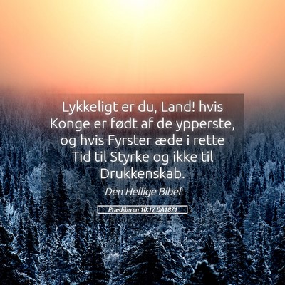 Picture 05 - Prædikeren 10:17 DA1871 - Lykkeligt er du, Land! hvis Konge er født af de - Bible Verse Picture