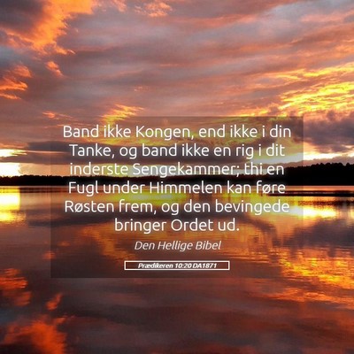 Picture 05 - Prædikeren 10:20 DA1871 - Band ikke Kongen, end ikke i din Tanke, og band - Bible Verse Picture