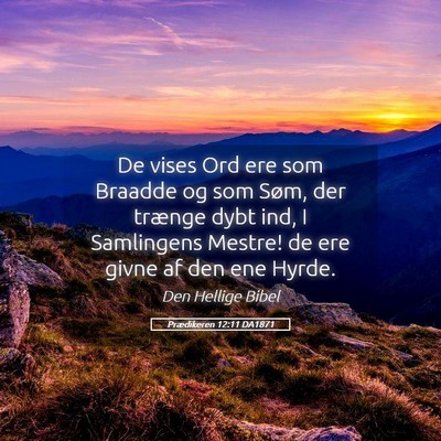 Picture 05 - Prædikeren 12:11 DA1871 - De vises Ord ere som Braadde og som Søm, der - Bible Verse Picture