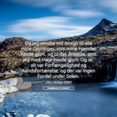 Picture 05 - Prædikeren 2:11 DA1871 - Og jeg vendte mit Ansigt til alle mine Gerninger, - Bible Verse Picture