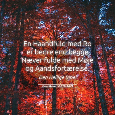 Picture 05 - Prædikeren 4:6 DA1871 - En Haandfuld med Ro er bedre end begge Næver - Bible Verse Picture