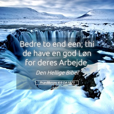 Picture 05 - Prædikeren 4:9 DA1871 - Bedre to end een; thi de have en god Løn for - Bible Verse Picture
