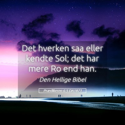 Picture 05 - Prædikeren 6:5 DA1871 - Det hverken saa eller kendte Sol; det har mere Ro - Bible Verse Picture