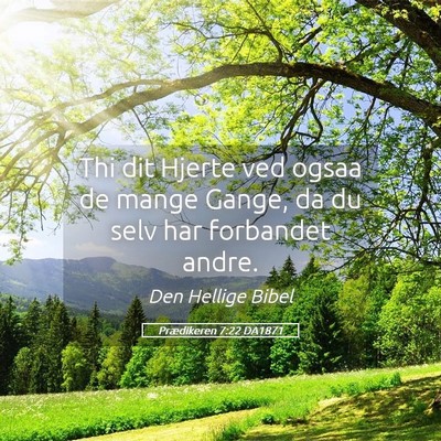 Picture 05 - Prædikeren 7:22 DA1871 - Thi dit Hjerte ved ogsaa de mange Gange, da du - Bible Verse Picture