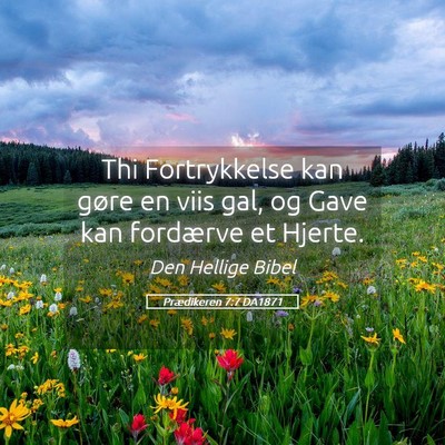 Picture 05 - Prædikeren 7:7 DA1871 - Thi Fortrykkelse kan gøre en viis gal, og Gave - Bible Verse Picture