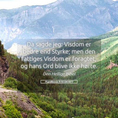 Picture 05 - Prædikeren 9:16 DA1871 - Da sagde jeg: Visdom er bedre end Styrke; men den - Bible Verse Picture