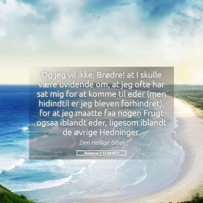 Picture 05 - Romerne 1:13 DA1871 - Og jeg vil ikke, Brødre! at I skulle være - Bible Verse Picture