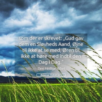 Picture 05 - Romerne 11:8 DA1871 - som der er skrevet: „Gud gav dem en Sløvheds - Bible Verse Picture