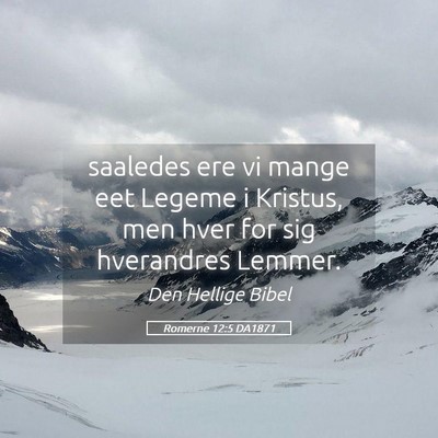 Picture 05 - Romerne 12:5 DA1871 - saaledes ere vi mange eet Legeme i Kristus, men - Bible Verse Picture