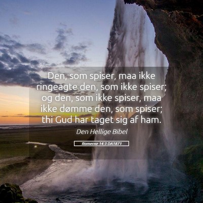 Picture 05 - Romerne 14:3 DA1871 - Den, som spiser, maa ikke ringeagte den, som ikke - Bible Verse Picture