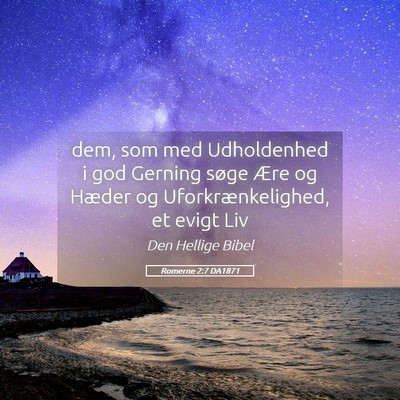 Picture 05 - Romerne 2:7 DA1871 - dem, som med Udholdenhed i god Gerning søge Ære - Bible Verse Picture