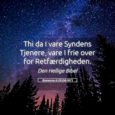 Picture 05 - Romerne 6:20 DA1871 - Thi da I vare Syndens Tjenere, vare I frie over - Bible Verse Picture
