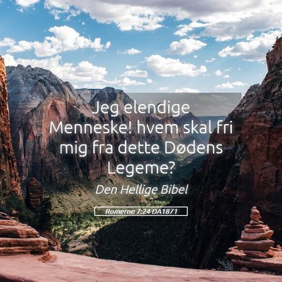 Picture 05 - Romerne 7:24 DA1871 - Jeg elendige Menneske! hvem skal fri mig fra - Bible Verse Picture