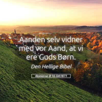 Picture 05 - Romerne 8:16 DA1871 - Aanden selv vidner med vor Aand, at vi ere Guds - Bible Verse Picture