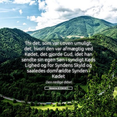 Picture 05 - Romerne 8:3 DA1871 - Thi det, som var Loven umuligt, det, hvori den - Bible Verse Picture