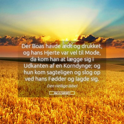 Picture 05 - Rut 3:7 DA1871 - Der Boas havde ædt og drukket, og hans Hjerte - Bible Verse Picture