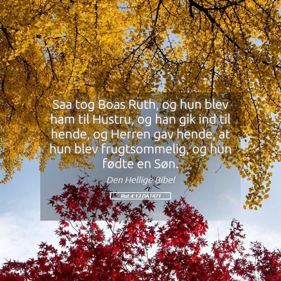 Picture 05 - Rut 4:13 DA1871 - Saa tog Boas Ruth, og hun blev ham til Hustru, og - Bible Verse Picture