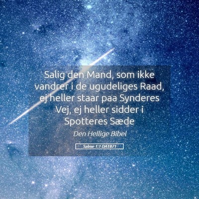 Picture 05 - Salme 1:1 DA1871 - Salig den Mand, som ikke vandrer i de ugudeliges - Bible Verse Picture