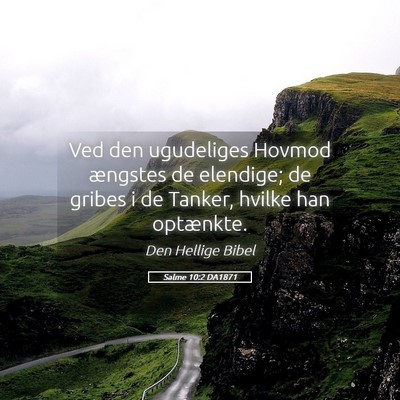 Picture 05 - Salme 10:2 DA1871 - Ved den ugudeliges Hovmod ængstes de elendige; - Bible Verse Picture