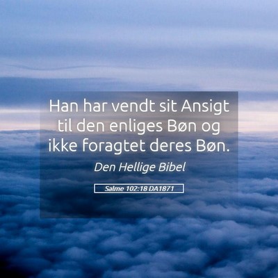 Picture 05 - Salme 102:18 DA1871 - Han har vendt sit Ansigt til den enliges Bøn og - Bible Verse Picture