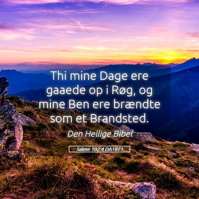 Picture 05 - Salme 102:4 DA1871 - Thi mine Dage ere gaaede op i Røg, og mine Ben - Bible Verse Picture