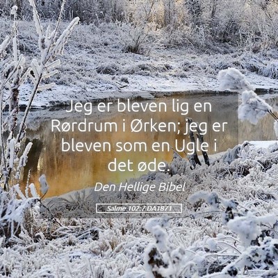 Picture 05 - Salme 102:7 DA1871 - Jeg er bleven lig en Rørdrum i Ørken; jeg er - Bible Verse Picture
