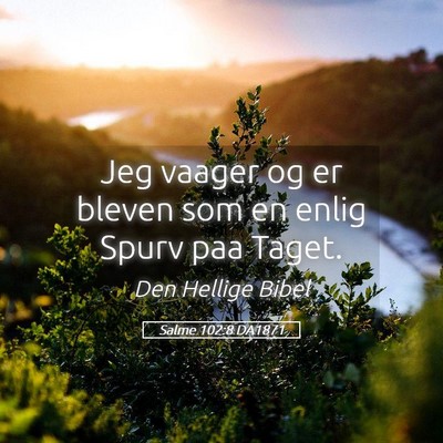 Picture 05 - Salme 102:8 DA1871 - Jeg vaager og er bleven som en enlig Spurv paa - Bible Verse Picture