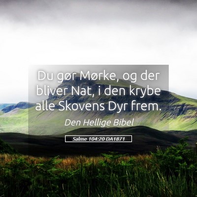 Picture 05 - Salme 104:20 DA1871 - Du gør Mørke, og der bliver Nat, i den krybe - Bible Verse Picture