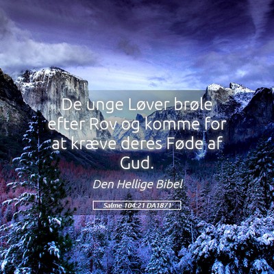 Picture 05 - Salme 104:21 DA1871 - De unge Løver brøle efter Rov og komme for at - Bible Verse Picture