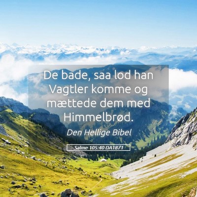 Picture 05 - Salme 105:40 DA1871 - De bade, saa lod han Vagtler komme og mættede - Bible Verse Picture