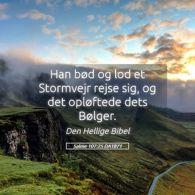 Picture 05 - Salme 107:25 DA1871 - Han bød og lod et Stormvejr rejse sig, og det - Bible Verse Picture