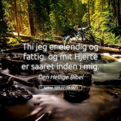 Picture 05 - Salme 109:22 DA1871 - Thi jeg er elendig og fattig, og mit Hjerte er - Bible Verse Picture