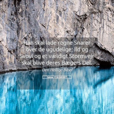 Picture 05 - Salme 11:6 DA1871 - Han skal lade regne Snarer over de ugudelige; Ild - Bible Verse Picture