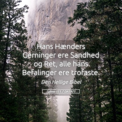 Picture 05 - Salme 111:7 DA1871 - Hans Hænders Gerninger ere Sandhed og Ret, alle - Bible Verse Picture