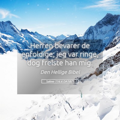 Picture 05 - Salme 116:6 DA1871 - Herren bevarer de enfoldige; jeg var ringe, dog - Bible Verse Picture