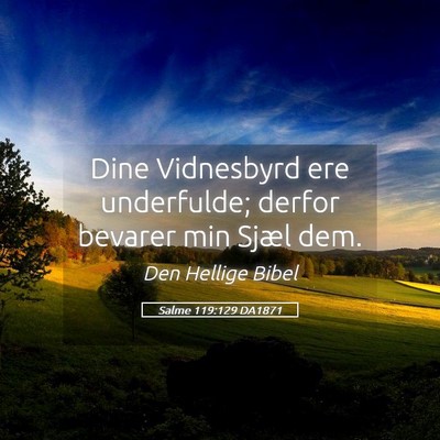 Picture 05 - Salme 119:129 DA1871 - Dine Vidnesbyrd ere underfulde; derfor bevarer - Bible Verse Picture