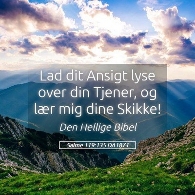 Picture 05 - Salme 119:135 DA1871 - Lad dit Ansigt lyse over din Tjener, og lær mig - Bible Verse Picture