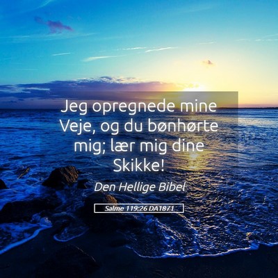 Picture 05 - Salme 119:26 DA1871 - Jeg opregnede mine Veje, og du bønhørte mig; - Bible Verse Picture