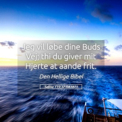 Picture 05 - Salme 119:32 DA1871 - Jeg vil løbe dine Buds Vej; thi du giver mit - Bible Verse Picture