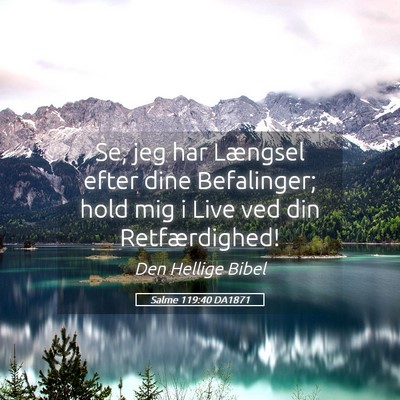 Picture 05 - Salme 119:40 DA1871 - Se, jeg har Længsel efter dine Befalinger; hold - Bible Verse Picture