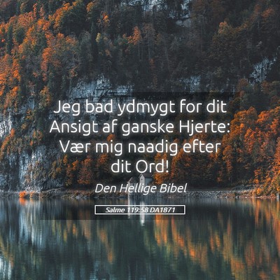 Picture 05 - Salme 119:58 DA1871 - Jeg bad ydmygt for dit Ansigt af ganske Hjerte: - Bible Verse Picture