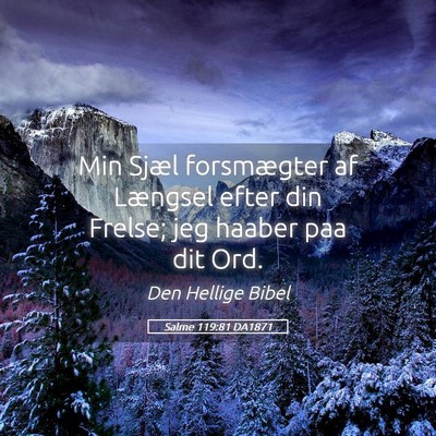 Picture 05 - Salme 119:81 DA1871 - Min Sjæl forsmægter af Længsel efter din - Bible Verse Picture